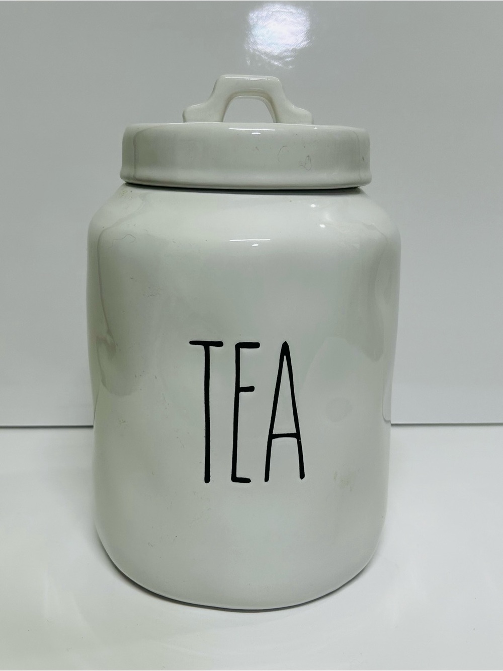White Ceramic TEA Kitchen Canister Jar